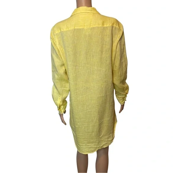 Frank & Eileen Linen Mary Shirt dress Bright Yellow Size Small Casual Resortwear - Picture 2 of 11